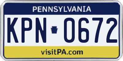 PA license plate KPN0672