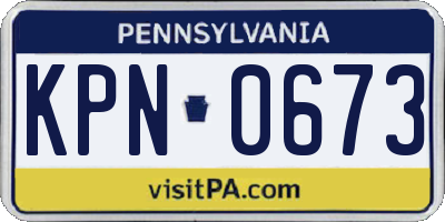 PA license plate KPN0673