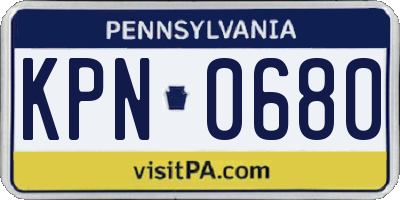 PA license plate KPN0680
