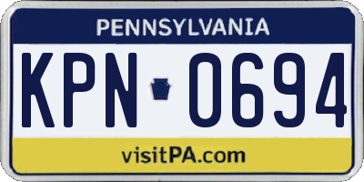 PA license plate KPN0694