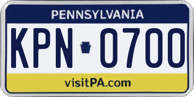 PA license plate KPN0700