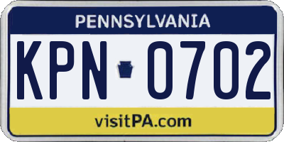 PA license plate KPN0702