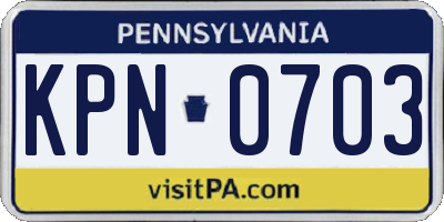 PA license plate KPN0703