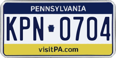 PA license plate KPN0704