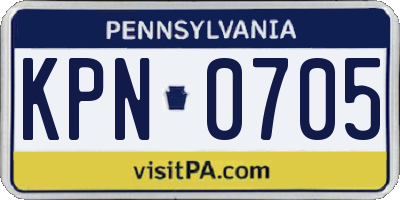 PA license plate KPN0705