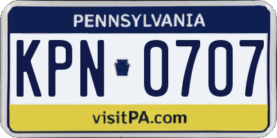 PA license plate KPN0707