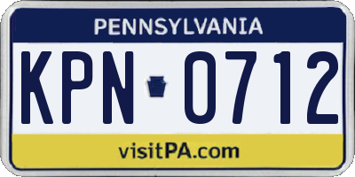 PA license plate KPN0712