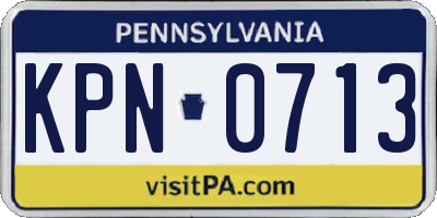 PA license plate KPN0713