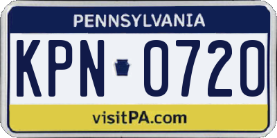 PA license plate KPN0720