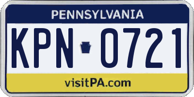 PA license plate KPN0721