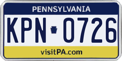 PA license plate KPN0726
