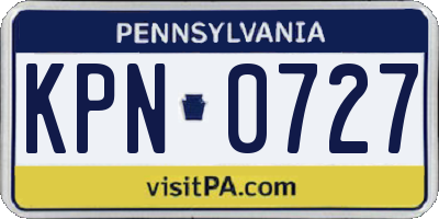 PA license plate KPN0727