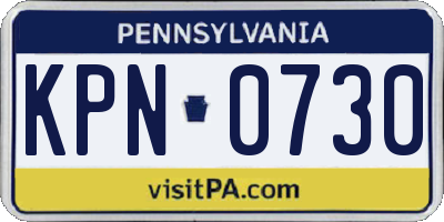 PA license plate KPN0730