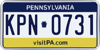 PA license plate KPN0731