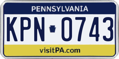PA license plate KPN0743
