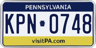 PA license plate KPN0748