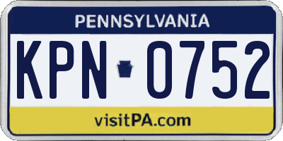 PA license plate KPN0752