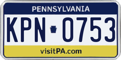 PA license plate KPN0753