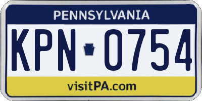 PA license plate KPN0754