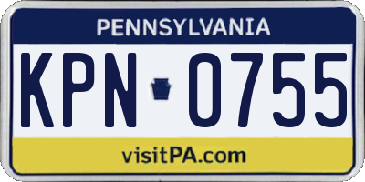 PA license plate KPN0755