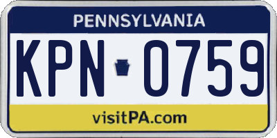 PA license plate KPN0759