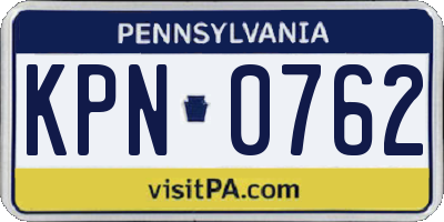PA license plate KPN0762