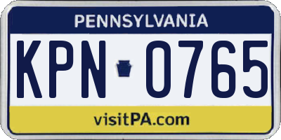 PA license plate KPN0765