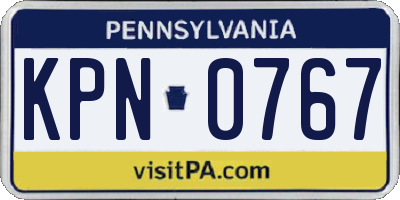 PA license plate KPN0767