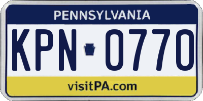 PA license plate KPN0770
