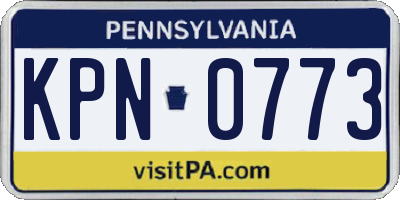 PA license plate KPN0773