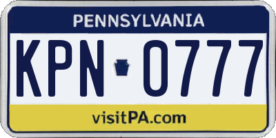 PA license plate KPN0777