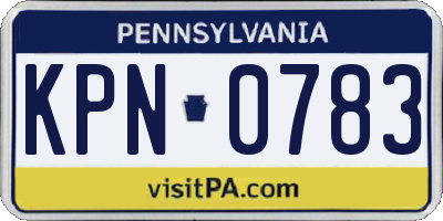 PA license plate KPN0783