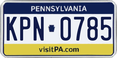 PA license plate KPN0785