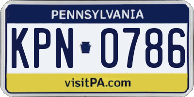 PA license plate KPN0786