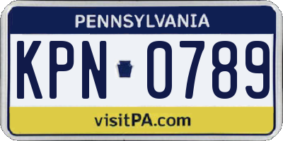 PA license plate KPN0789