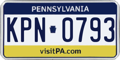PA license plate KPN0793