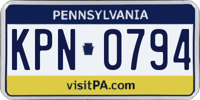 PA license plate KPN0794