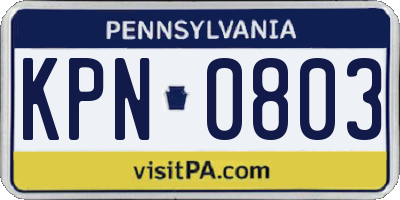 PA license plate KPN0803