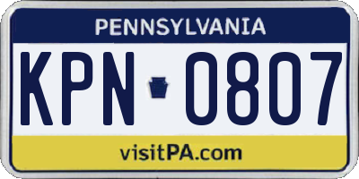 PA license plate KPN0807