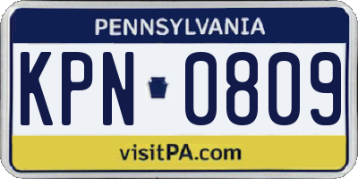 PA license plate KPN0809