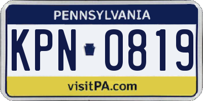 PA license plate KPN0819