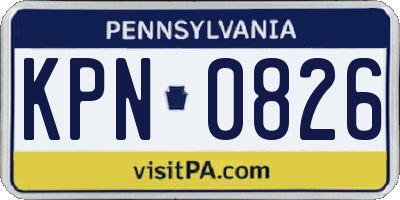PA license plate KPN0826