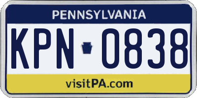 PA license plate KPN0838