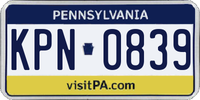 PA license plate KPN0839