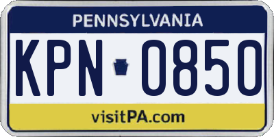 PA license plate KPN0850