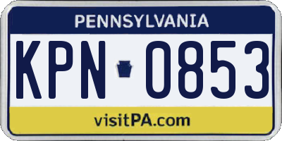 PA license plate KPN0853