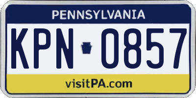 PA license plate KPN0857