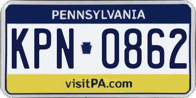 PA license plate KPN0862