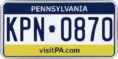 PA license plate KPN0870