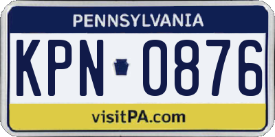 PA license plate KPN0876